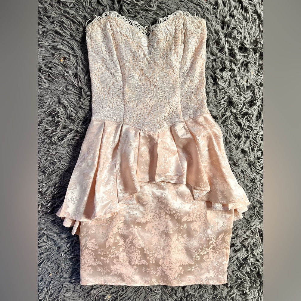 1980s Scott McClintock Brocade Peplum Dress
